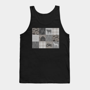 Home Sweet Home Farm Patchwork- Beige/taupe Tank Top